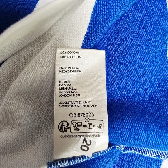 Maeve Anthropologie Sweatshirt Size S Blue Stripe Button Shoulder Puff Sleeve - Picture 8 of 8